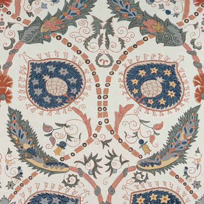 Lewis Fabric by Thibaut in Coral & Blue (F913219)
