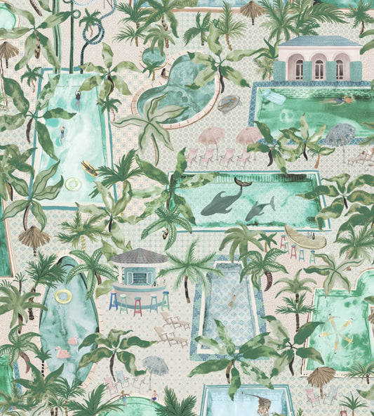 Lido Wallpaper by Brand McKenzie Turquoise