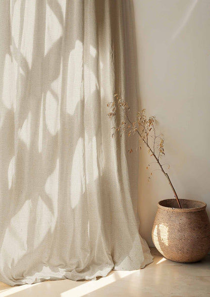 Lightweight Linen fabric by Coordonné in Beige/Nude T6484030, shown in a styled room