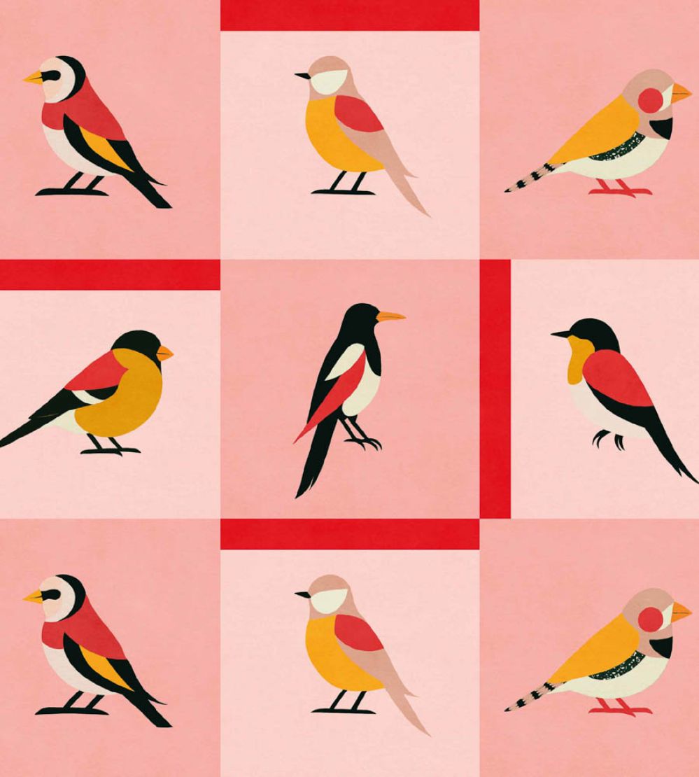 Like a Bird Wallpaper by Coordonne Pink