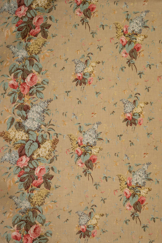 Lilac & Rose Fabric by Jean Monro in Green Linen