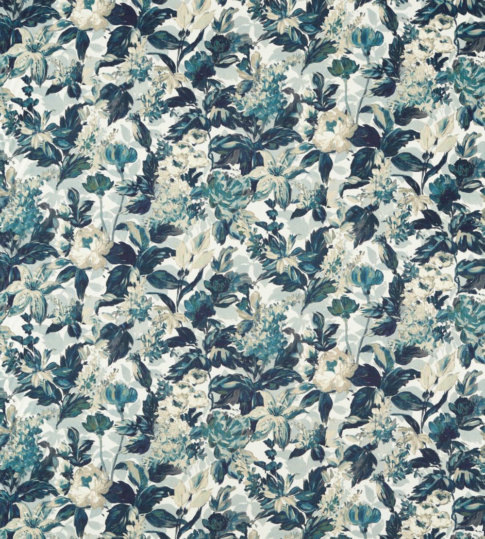 Lilum Fabric by Clarke & Clarke Denim/Ivory
