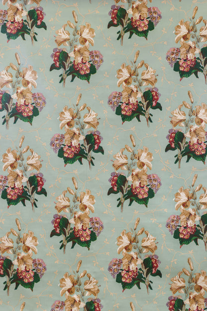 Lily & Auricula Hand-Block Fabric by Jean Monro in Blue