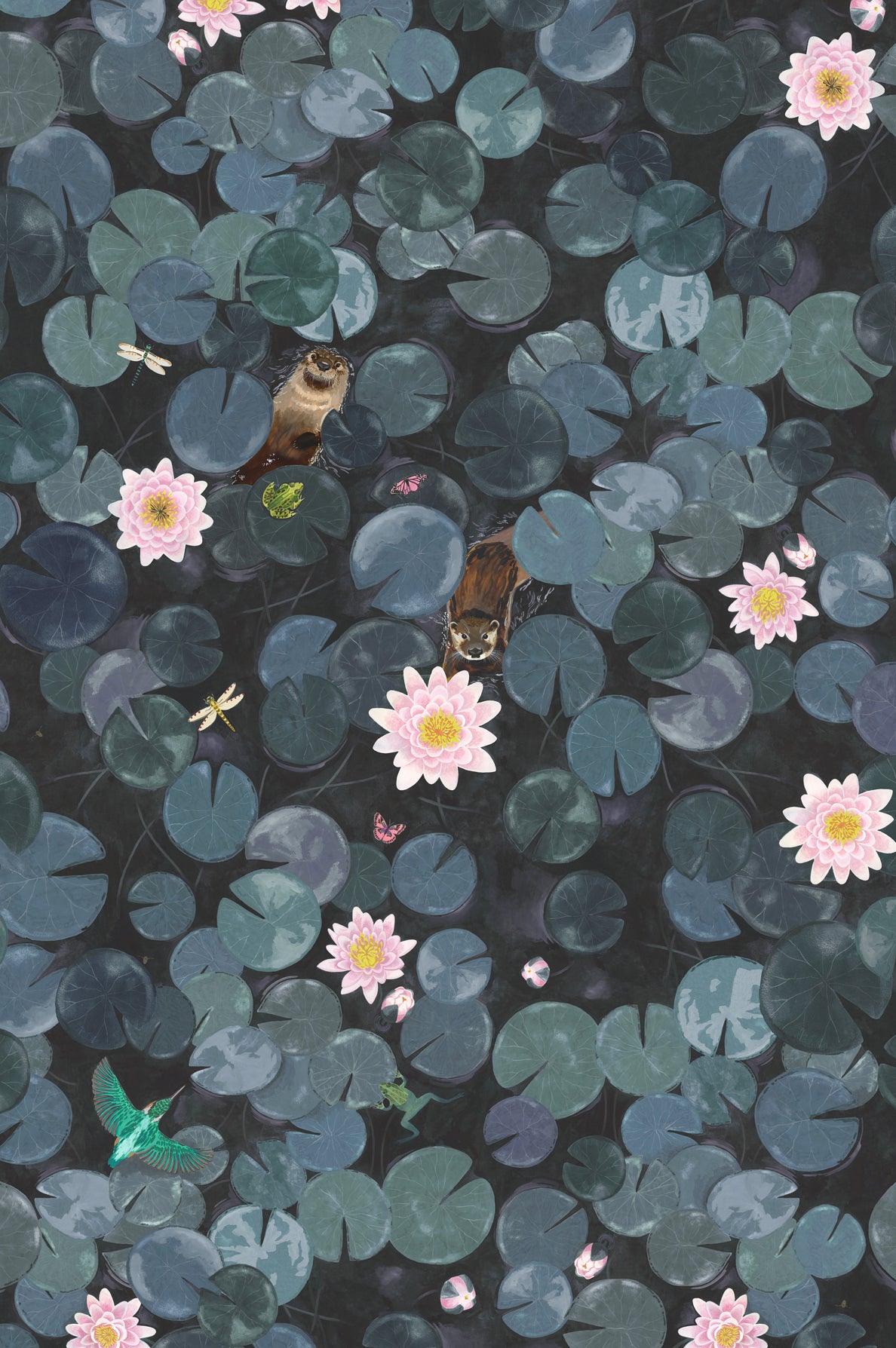 Lily Pads mural by Little Greene in Hicks' Blue