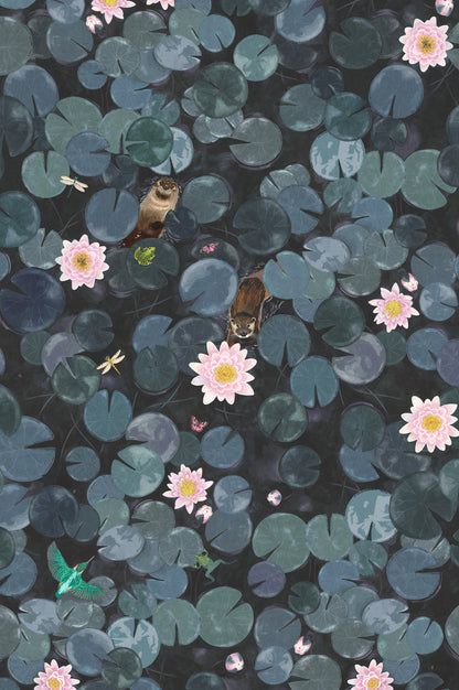 Lily Pads mural by Little Greene in Hicks' Blue