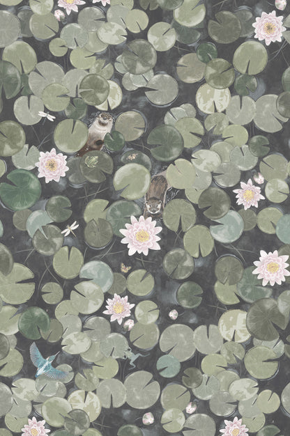 Lily Pads mural by Little Greene in Normandy Grey