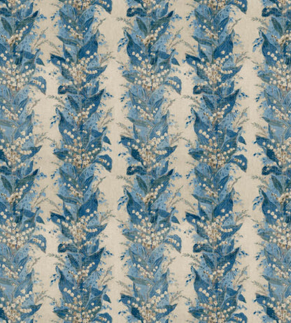 Lily Stripe Fabric by Zoffany Chalk/Blue Stone