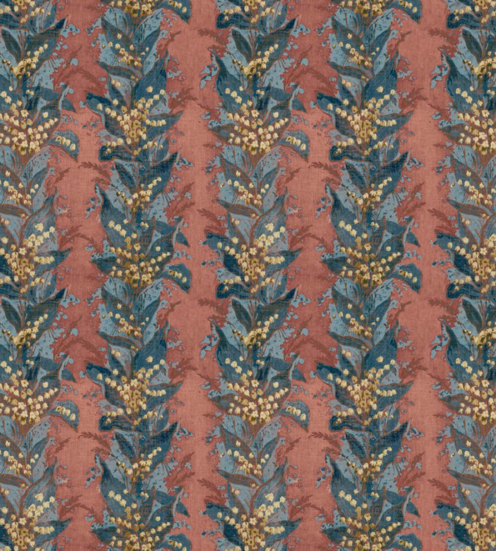Lily Stripe Fabric by Zoffany Rouge