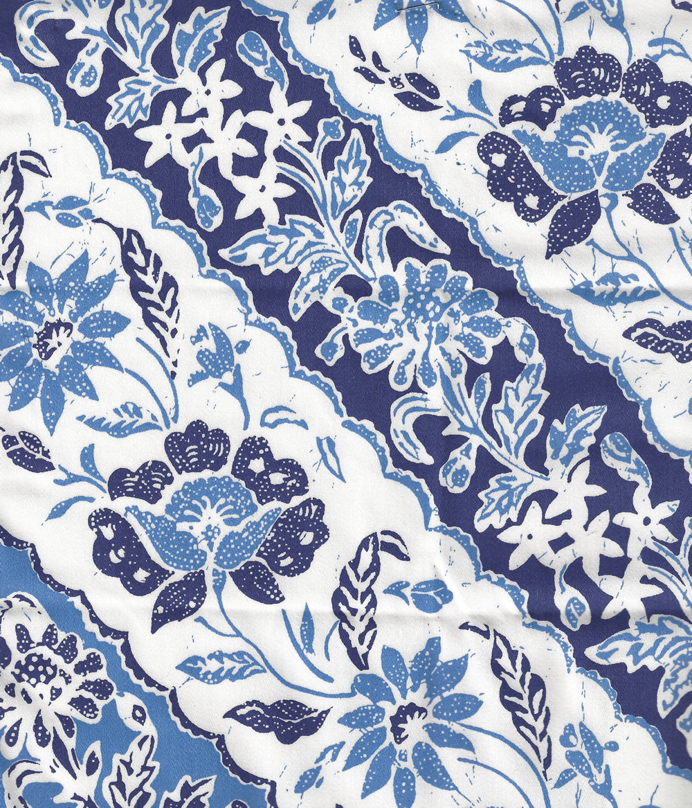 Lim Diagonal French Blue Navy on White Cotton fabric by China Seas