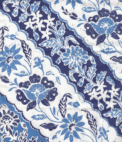 Lim Diagonal French Blue Navy on White Cotton fabric by China Seas