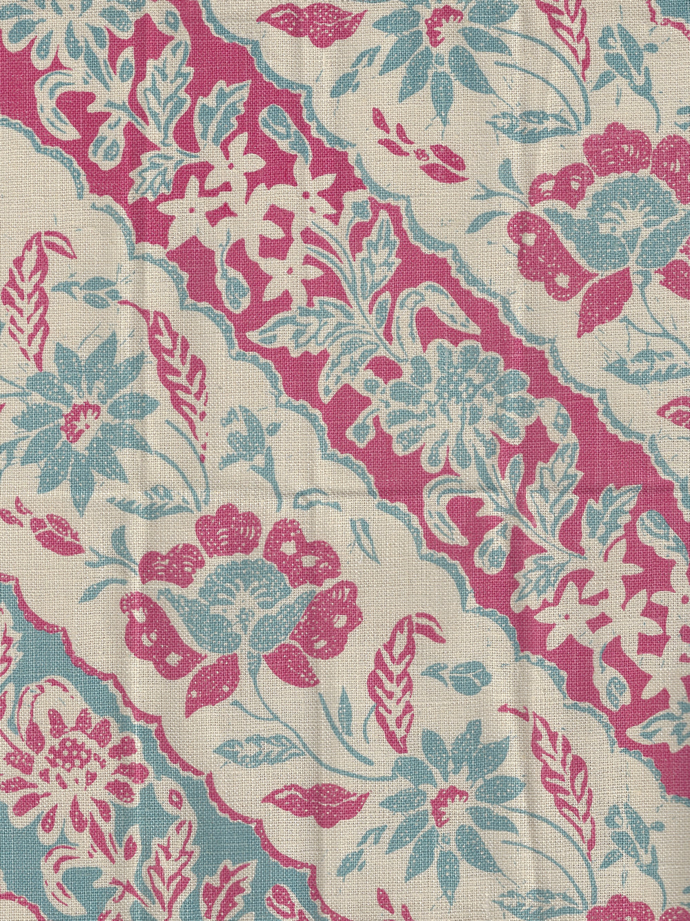Lim Diagonal Vapor Magenta on Tan Linen fabric by China Seas
