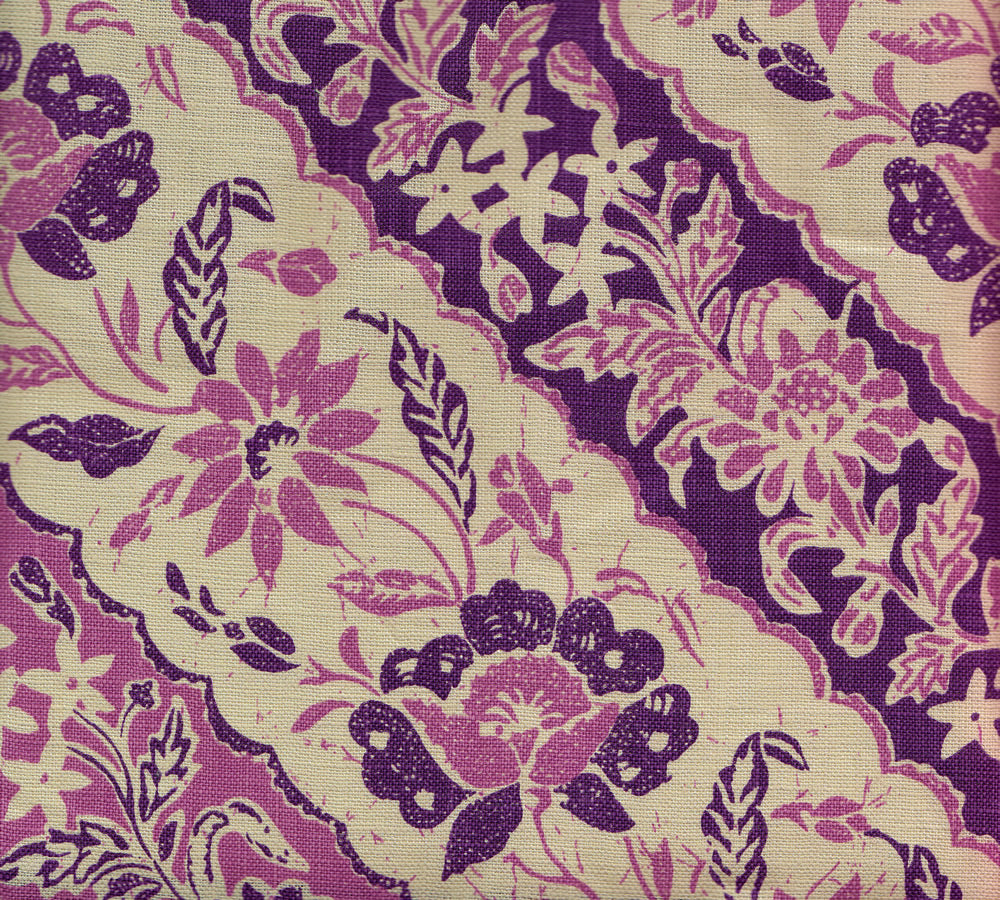 Lim Diagonal Lilac Purple on Tan fabric by China Seas