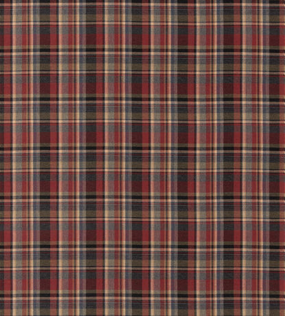Lindisfarne Plaid Fabric by Mulberry Home Charcoal/Red
