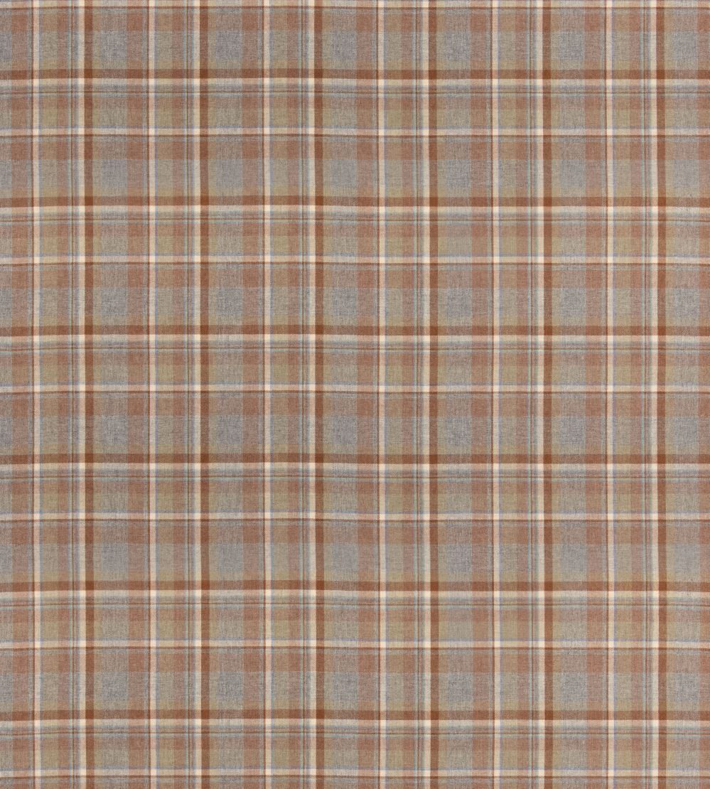 Lindisfarne Plaid Fabric by Mulberry Home Fawn/Aqua