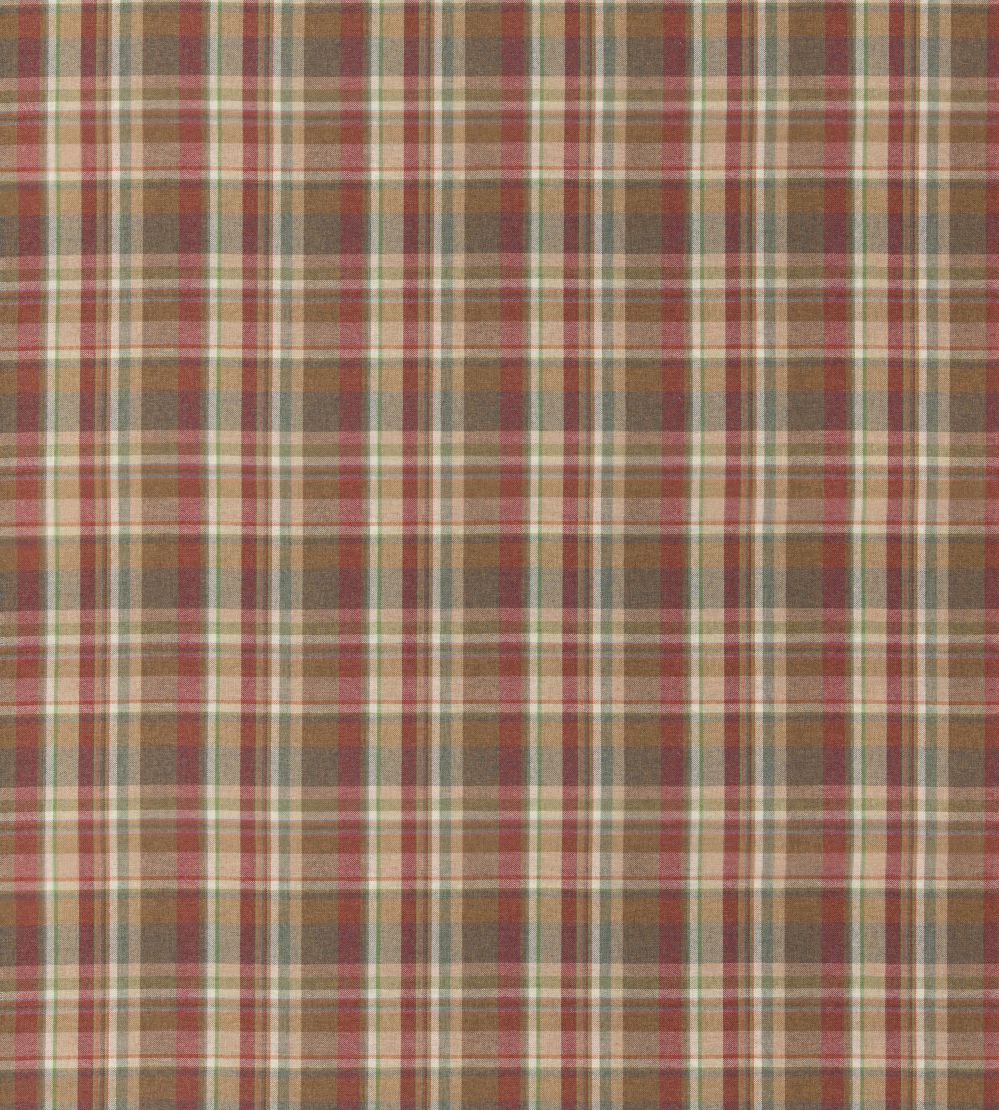 Lindisfarne Plaid Fabric by Mulberry Home Red/Gold