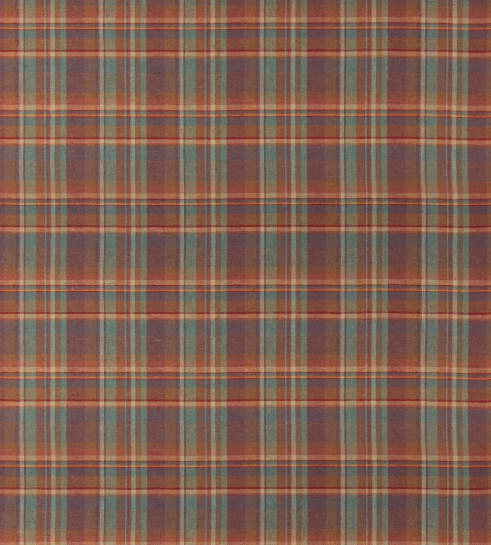 Lindisfarne Plaid Fabric by Mulberry Home Red/Teal