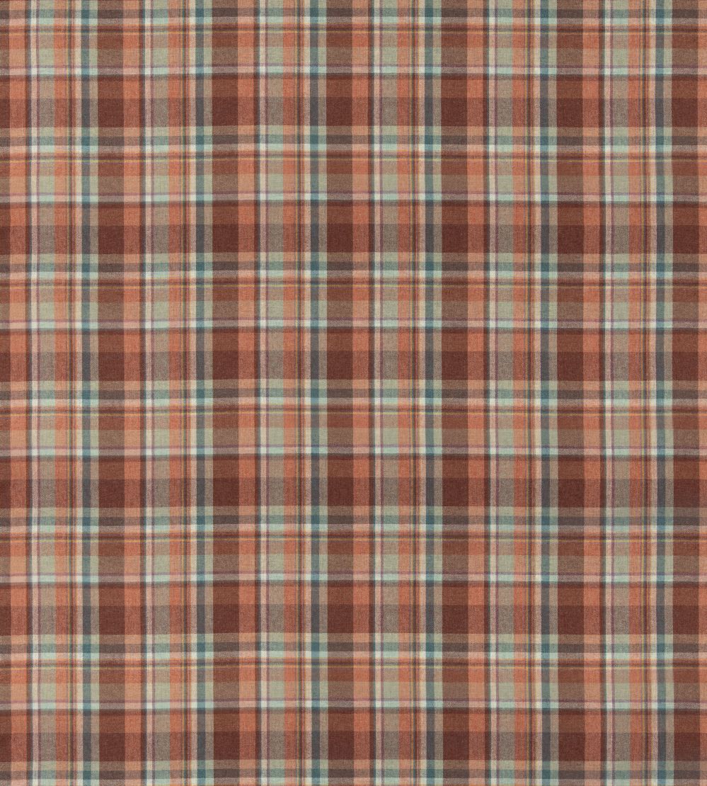 Lindisfarne Plaid Fabric by Mulberry Home Russet/Aqua