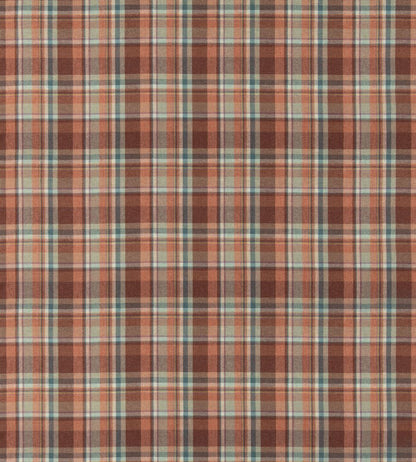 Lindisfarne Plaid Fabric by Mulberry Home Russet/Aqua