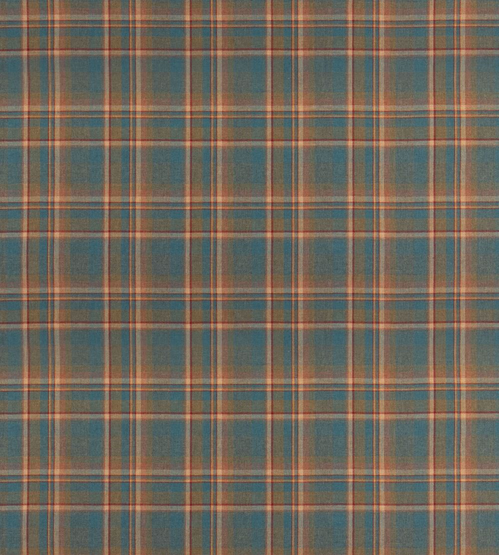 Lindisfarne Plaid Fabric by Mulberry Home Teal
