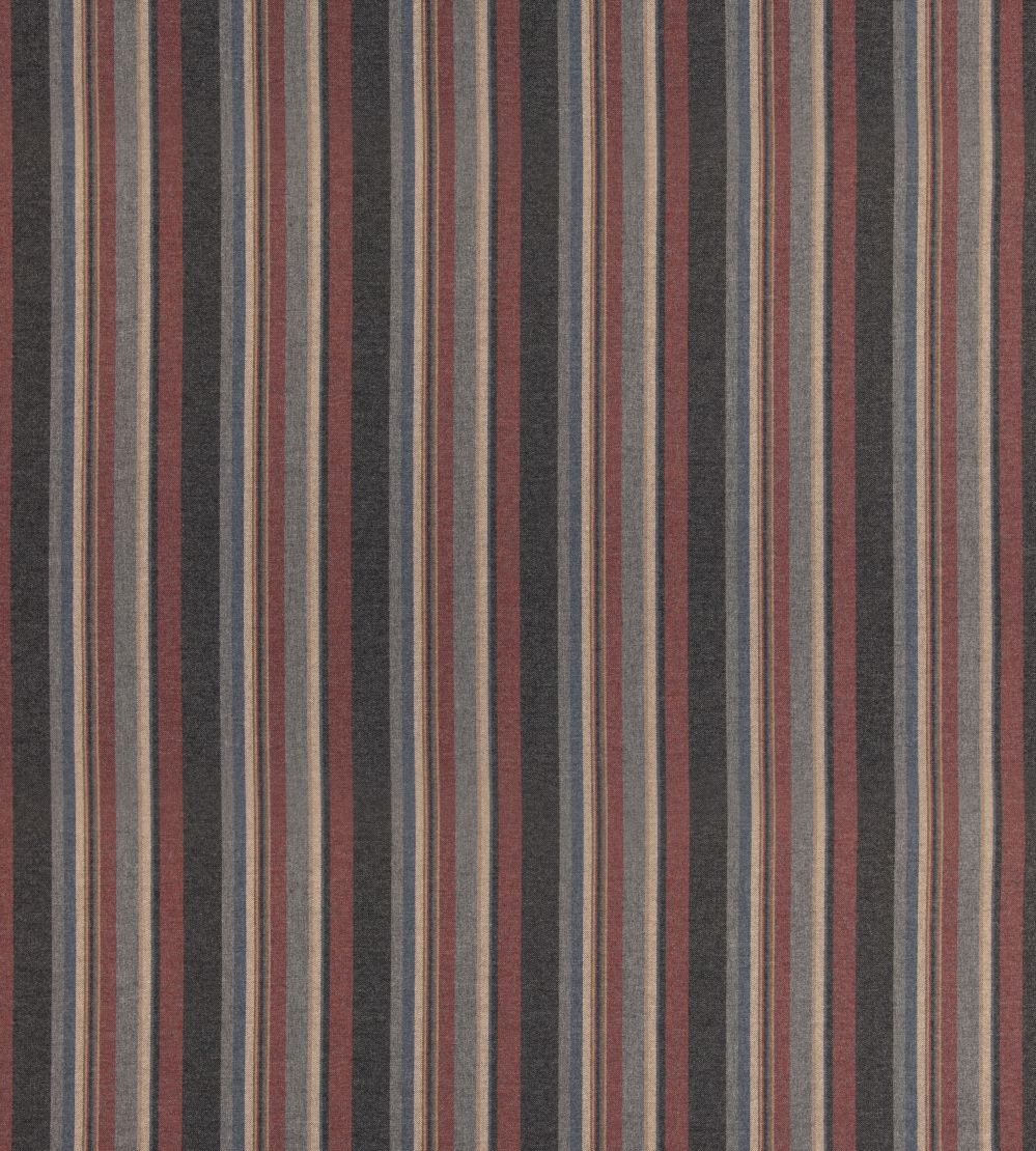 Lindisfarne Stripe Fabric by Mulberry Home Charcoal/Red