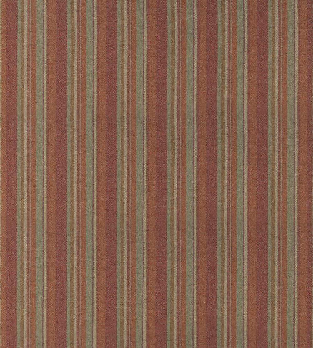 Lindisfarne Stripe Fabric by Mulberry Home Russet/Sage