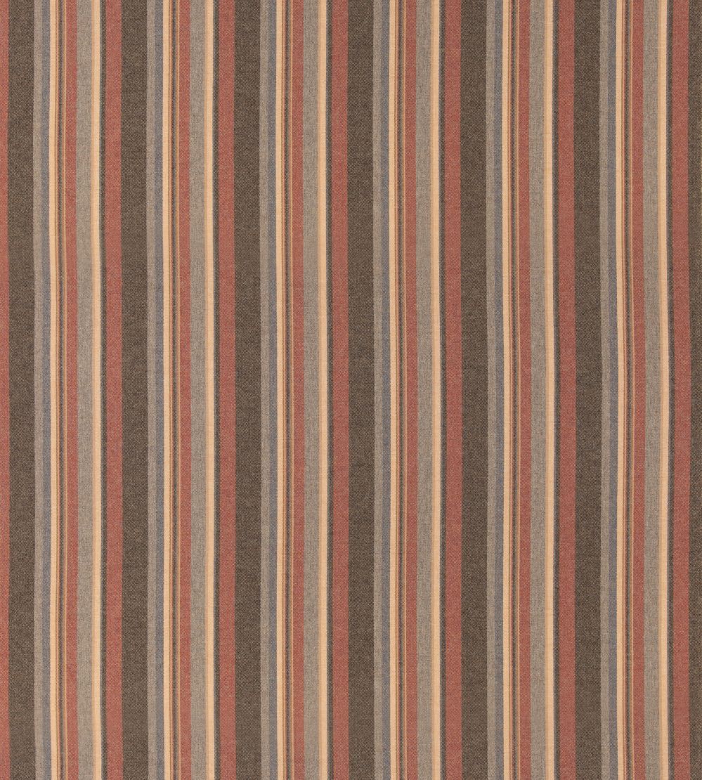 Lindisfarne Stripe Fabric by Mulberry Home Russet/Slate