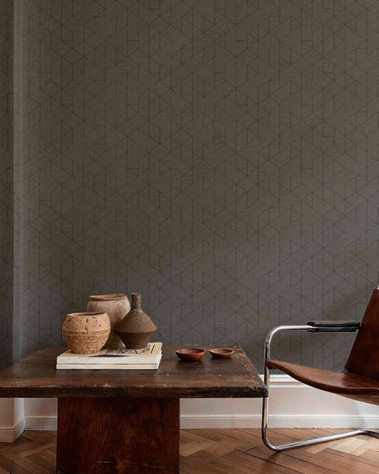 Linearis contract wallcovering by Coordonné in Black 64950310, shown in a styled room