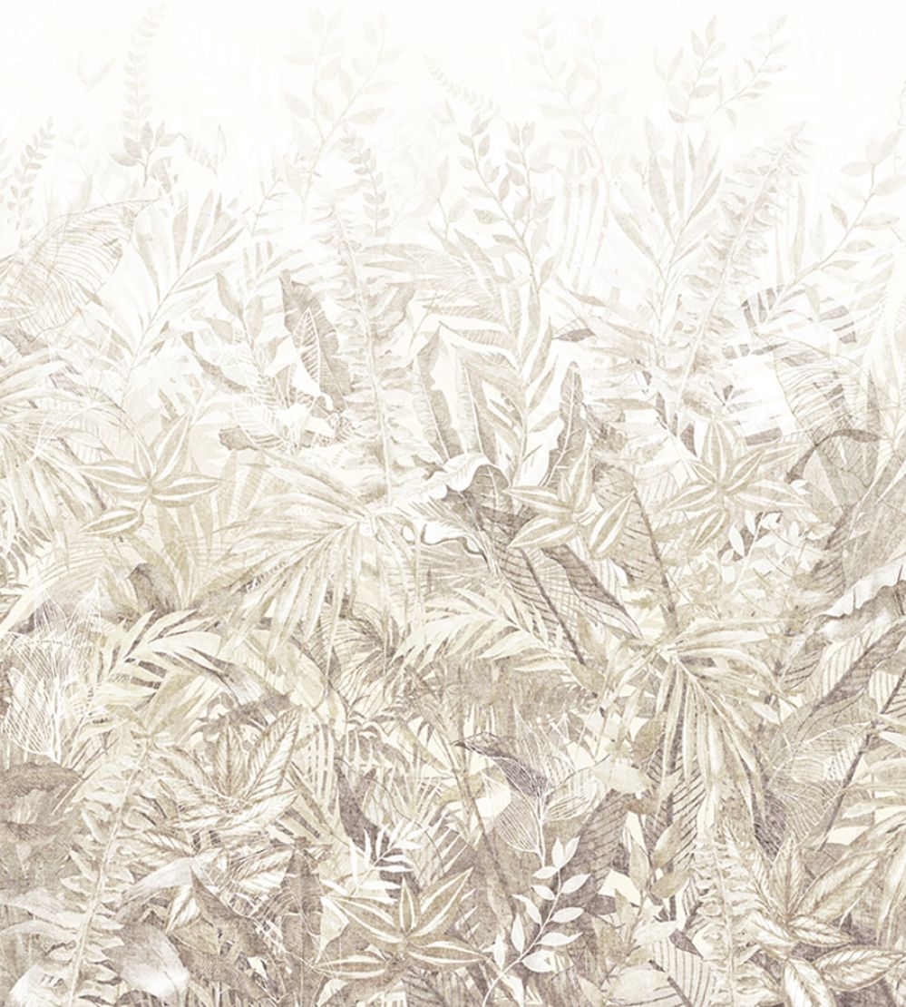 Linen Leaves Mural by Eijffinger Natural/Green