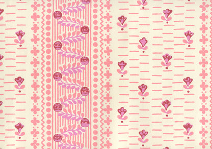 Links II Multi Pinks on Off White wallpaper by Quadrille