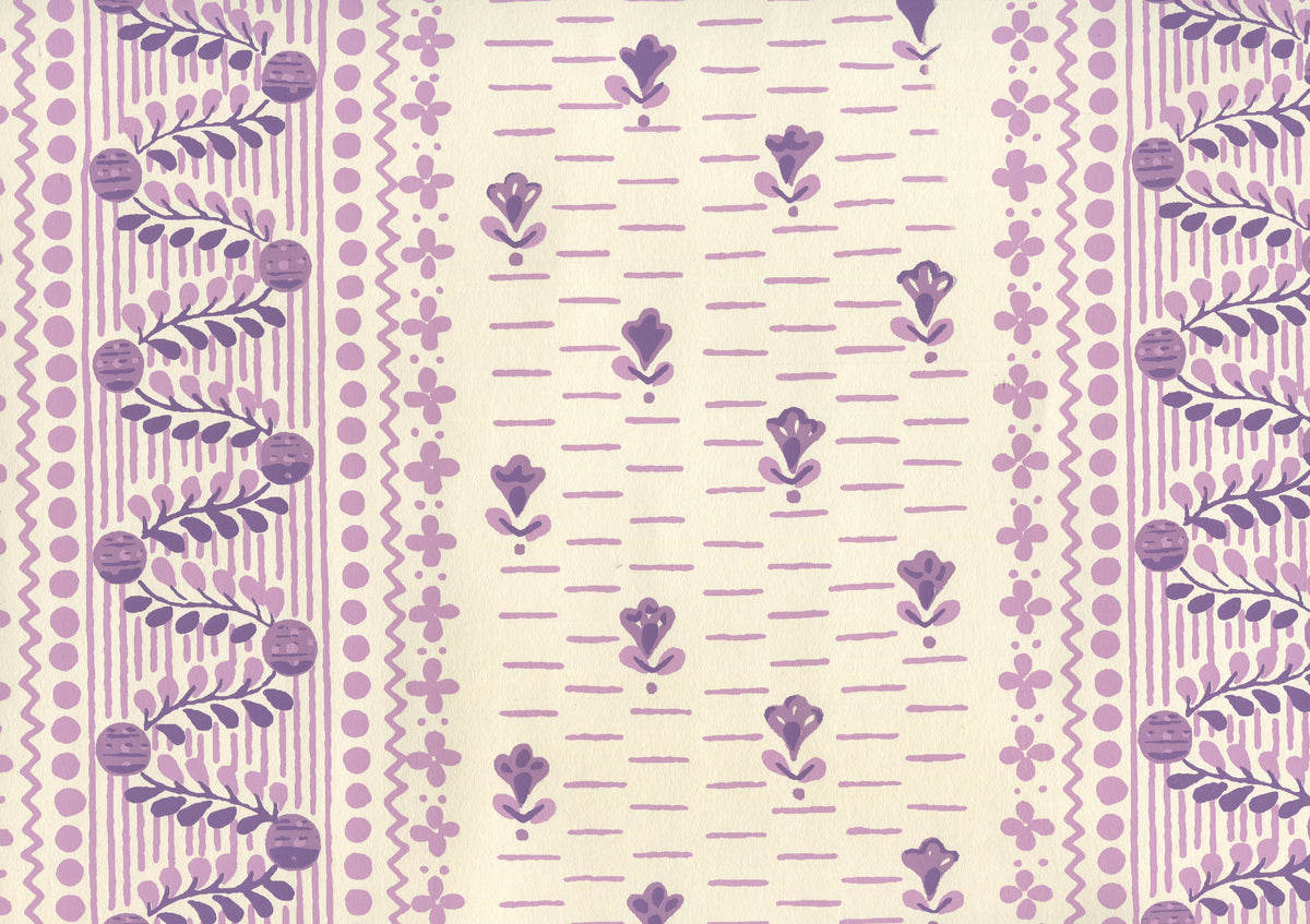 Links II Multi Purples on Off White wallpaper by Quadrille
