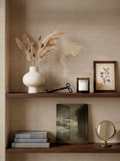 Linum-I contract wallcovering by Coordonné in Beige/Nude 64945917, shown in a styled room
