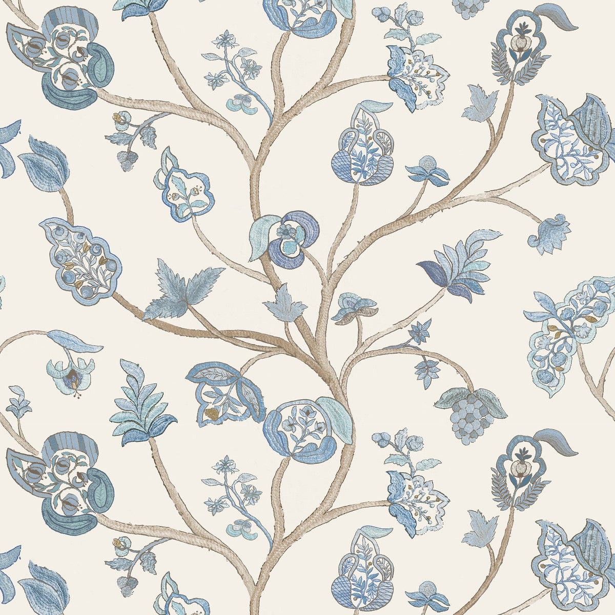 Little Begum Delft Blue wallpaper by Penny Morrison