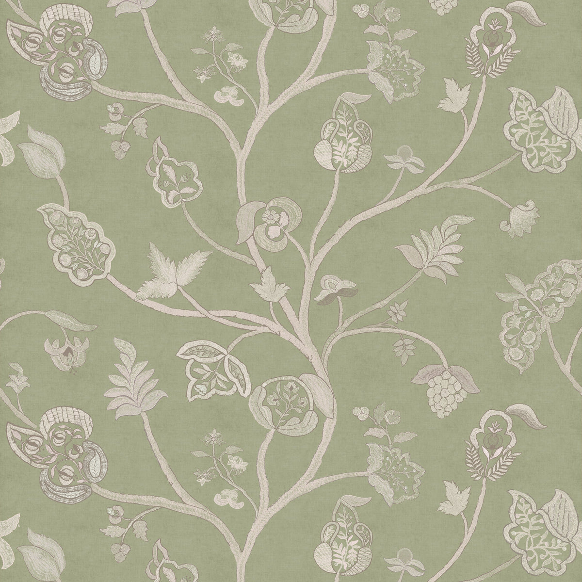 Little Begum Garden Green wallpaper by Penny Morrison