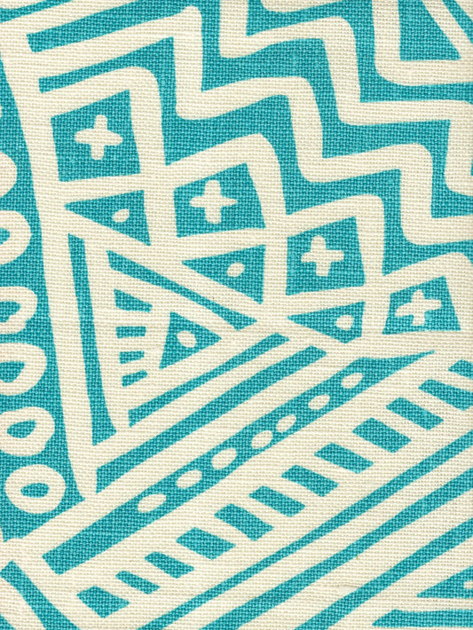 Little Margie Turquoise on Ivory fabric by Alan Campbell