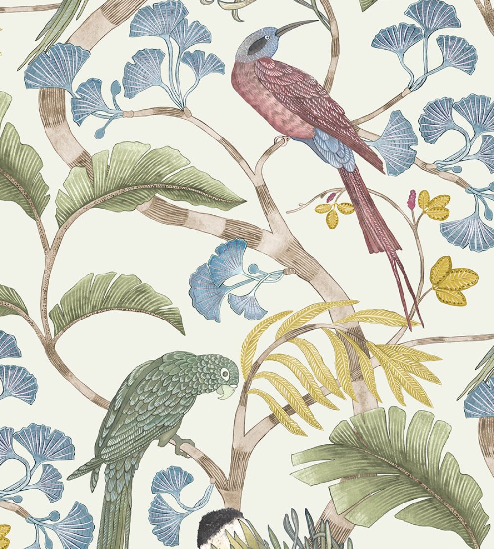 Living Branches Wallpaper by Josephine Munsey Ivory, Soft Olive and Yellow