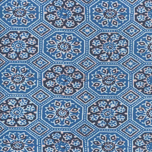 Lorenzo All Over Multi Agean Blue Black fabric by Quadrille