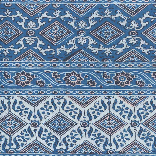 Lorenzo Stripe Multi Agean Blue Black fabric by Quadrille
