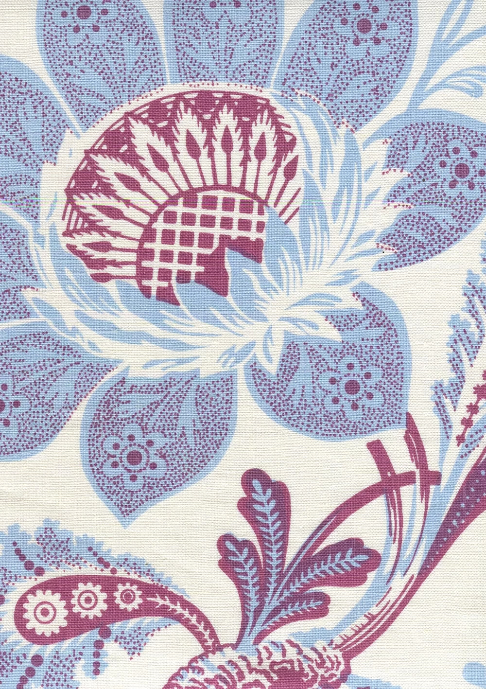 Lorraine Plum Cascade on White fabric by Home Couture