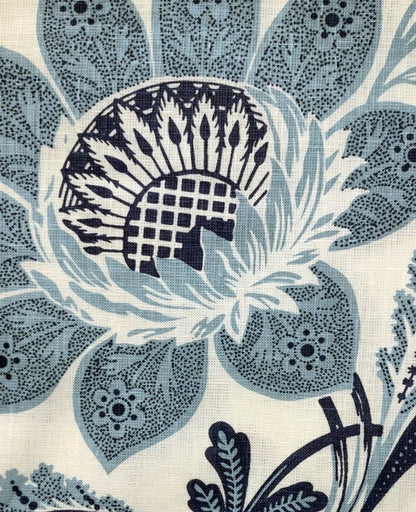 Lorraine Celestina Medium Blues on White fabric by Home Couture