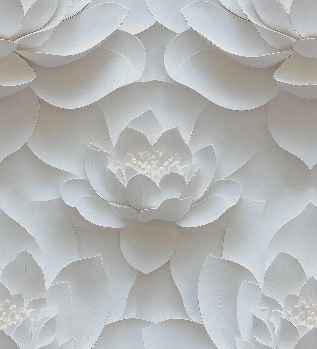 Lotus Dream White mural by Rebel Walls
