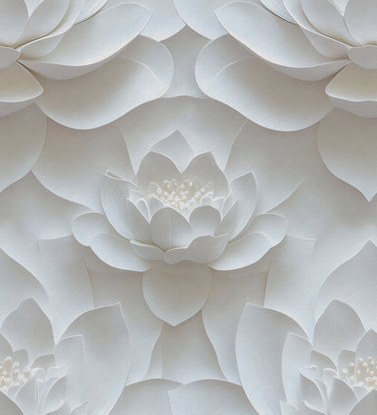 Lotus Dream White mural by Rebel Walls