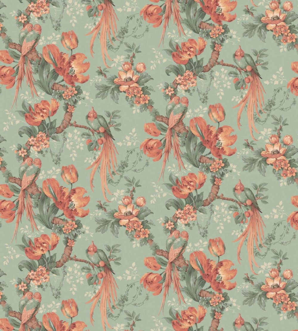 Lovebirds Wallpaper by Divine Savages Eggshell Green