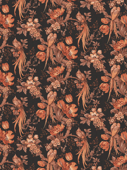 Lovebirds Wallpaper by Divine Savages in Black, pattern swatch