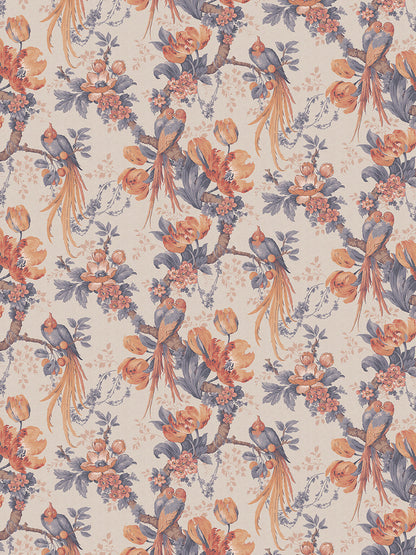Lovebirds Wallpaper by Divine Savages in Papaya, pattern swatch