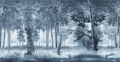 Lovers Forest Vintage Blue mural by Rebel Walls