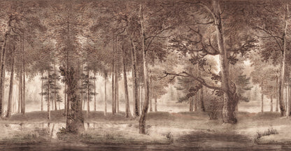 Lovers Forest Burgundy mural by Rebel Walls