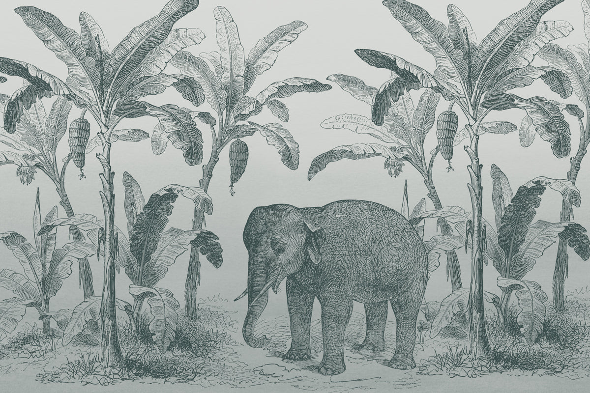Loxodonta Teal mural by Hovia