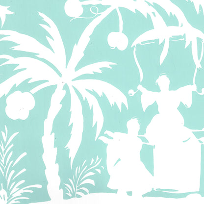 Lyford Background Light Turquoise on Almost White wallpaper by China Seas