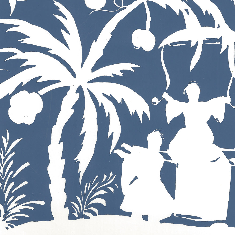 Lyford Background Navy on Almost White wallpaper by China Seas