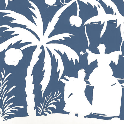 Lyford Background Navy on Almost White wallpaper by China Seas